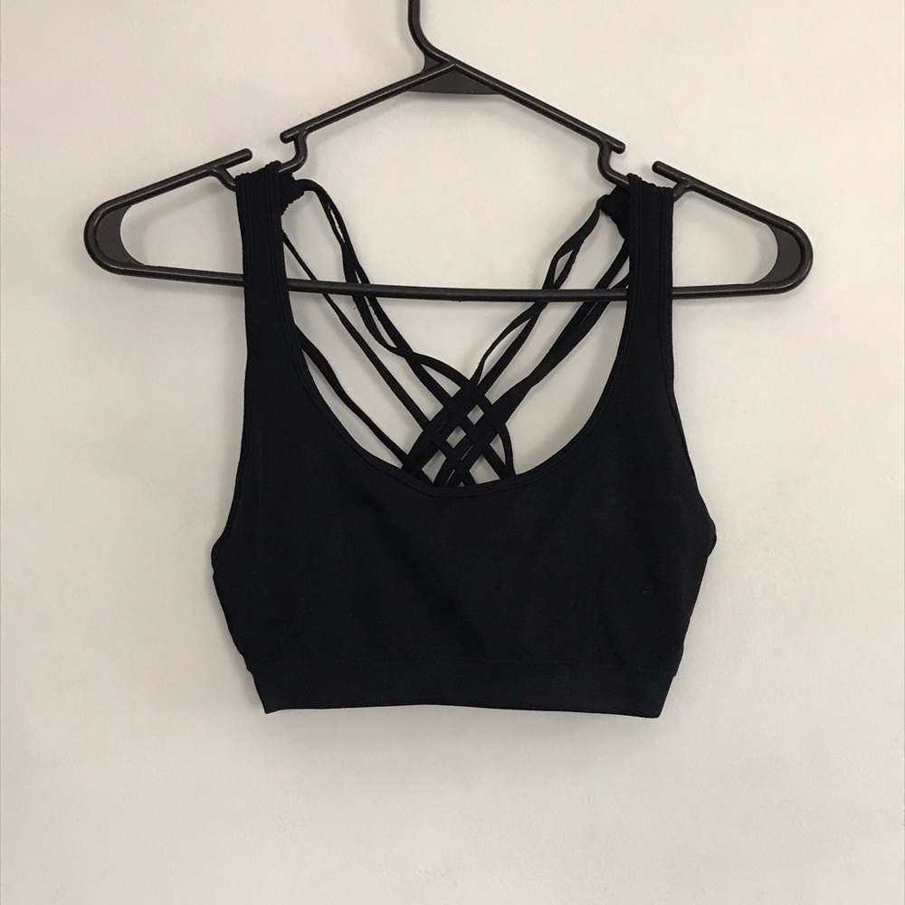 IDA Fashion Small/Medium Black Sports Bra Strappy Back Detail